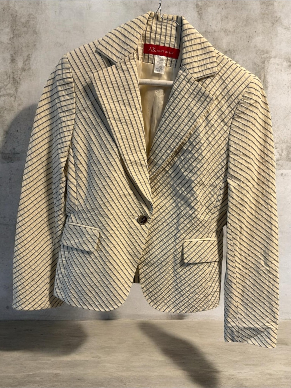 Anne Klein Cream Blazer with Navy Pinstripes